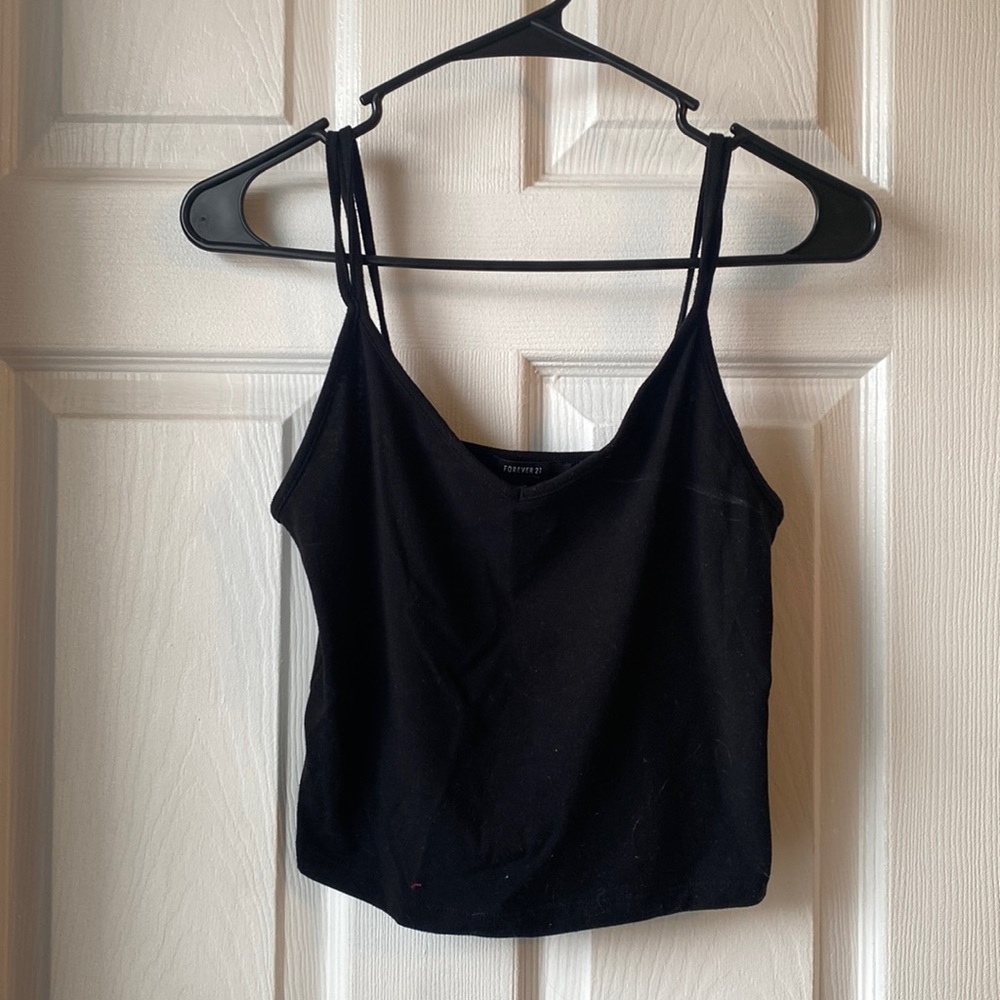 Black Two Strap Cropped Tank